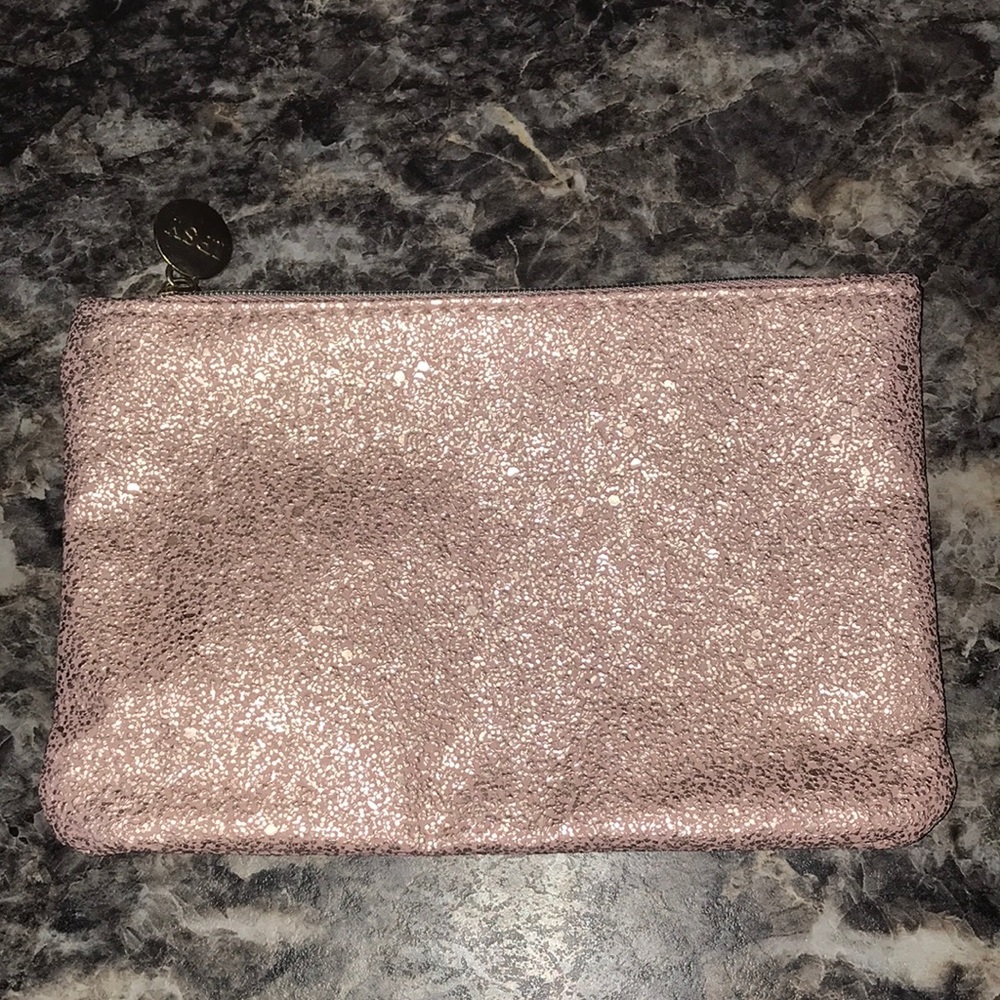 Ipsy Glam Zippered Cosmetic Make Up Pouch for Travel Textured Pink